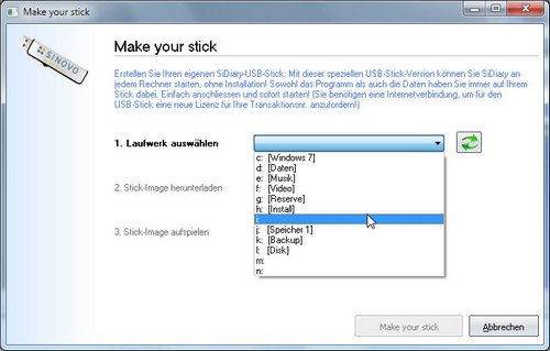 SiDiary auf USB-Stick