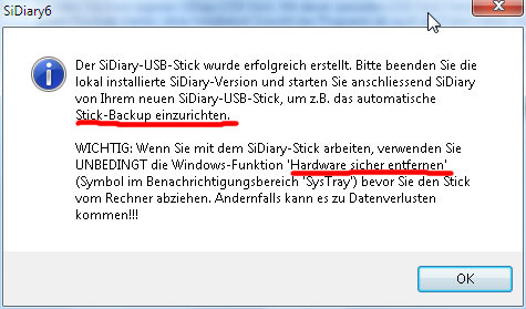 SiDiary auf USB-Stick