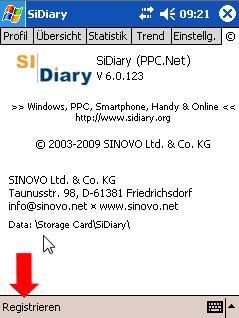 SiDiary PPC registrieren